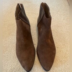 Nine West Brown Suede and Leather Ankle Boots